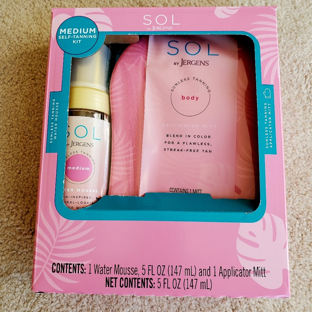 Sol by Jergens Medium Self-Tanning Kit/Set Tanner Water Mousse Applicator Mitt - Picture 3 of 4